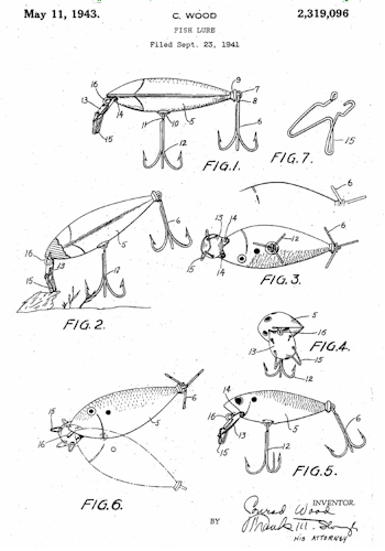 Vintage Fishing Lure Patent Drawing from 1929 #3 by Aged Pixel